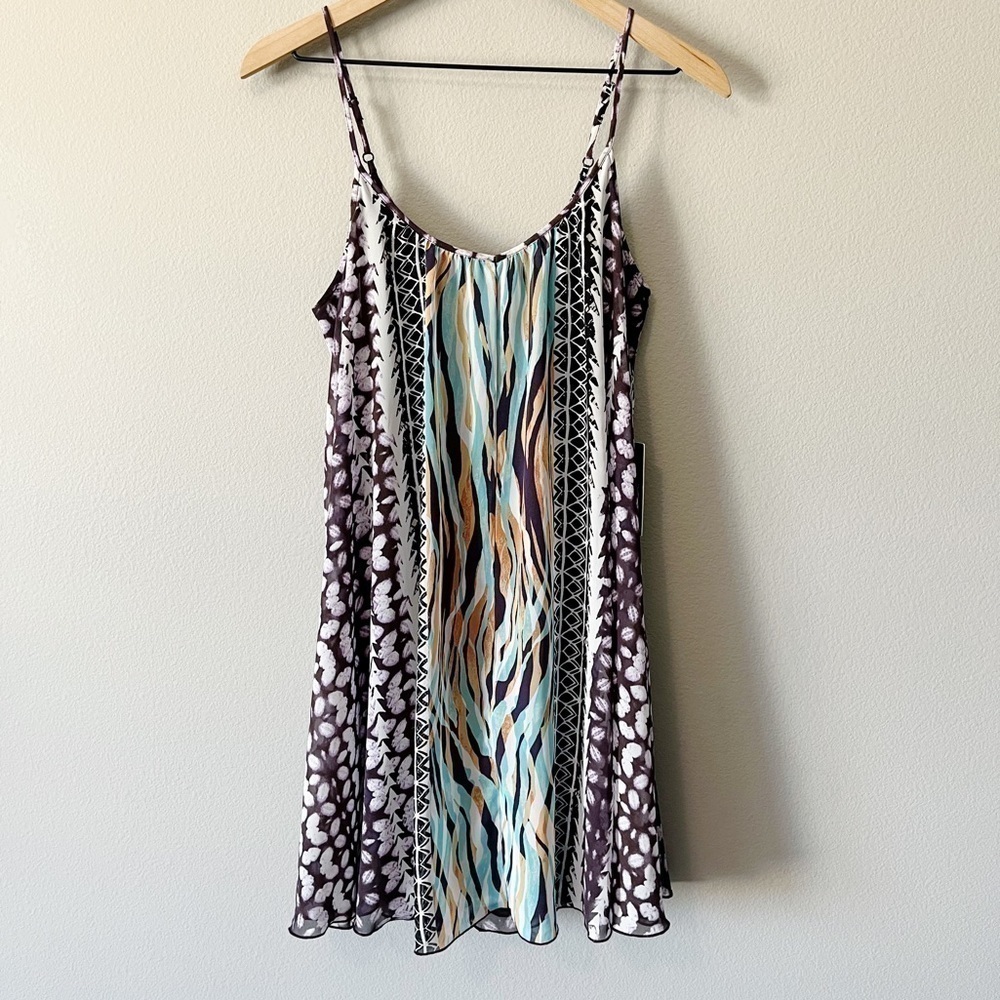 Express NWT Colorful Printed Sleeveless Slip Dress Purple Size Small